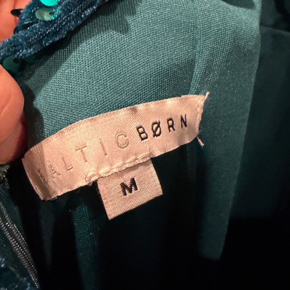 Baltic Born Teal Sequin V-Neck Mermaid Gown - Picture 6 of 12